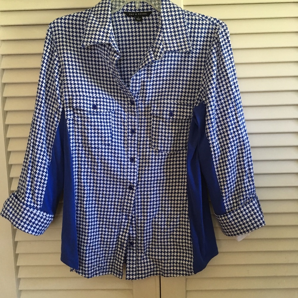 Royal Blue and White Houndstooth Button Down.